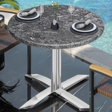 WTG | Bistro Außen Tisch | Ø:H 70 x 75,5 cm | Felsen / Aluminium | Rund
