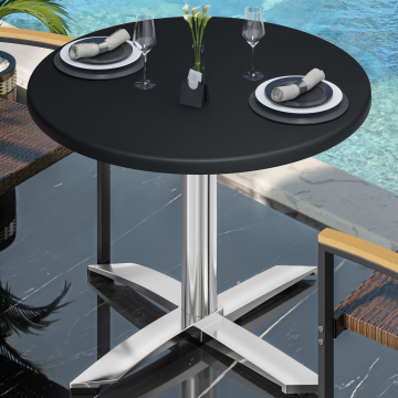 WTG | Bistro Außen Tisch | Ø:H 70 x 75,5 cm | Schwarz  / Aluminium | Rund