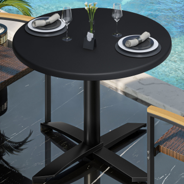 WTG | Bistro Außen Tisch | Ø:H 70 x 75,5 cm | Schwarz  / Schwarz | Rund