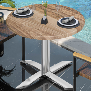 WTG | Bistro Außen Tisch | Ø:H 70 x 75,5 cm | Sheesham / Aluminium | Rund