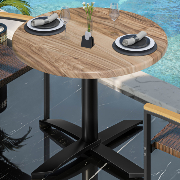 WTG | Bistro Außen Tisch | Ø:H 70 x 75,5 cm | Sheesham / Schwarz | Rund