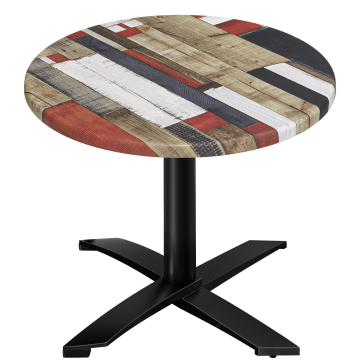 WTG | Bistro Außen Tisch | Ø:H 70 x 75,5 cm | Vintage Bunt / Schwarz | Rund | Zusatzgewicht