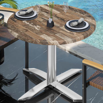 WTG | Bistro Außen Tisch | Ø:H 70 x 75,5 cm | Vintage Old / Aluminium | Rund