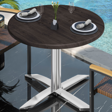 WTG | Bistro Außen Tisch | Ø:H 70 x 75,5 cm | Wenge / Aluminium | Rund