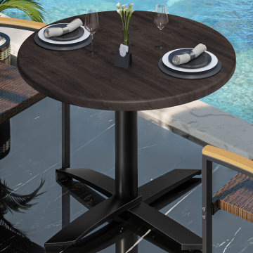 WTG | Bistro Außen Tisch | Ø:H 70 x 75,5 cm | Wenge / Schwarz | Rund