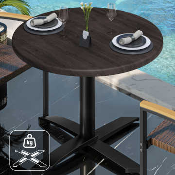 WTG | Bistro Außen Tisch | Ø:H 70 x 75,5 cm | Wenge / Schwarz | Rund | Zusatzgewicht