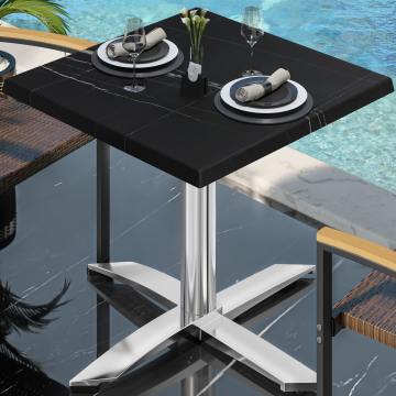WTG | 31257 | An: Pr: Al: 70 x 70 x 75,5 cm | Mármol negro / aluminio | Cuadrado