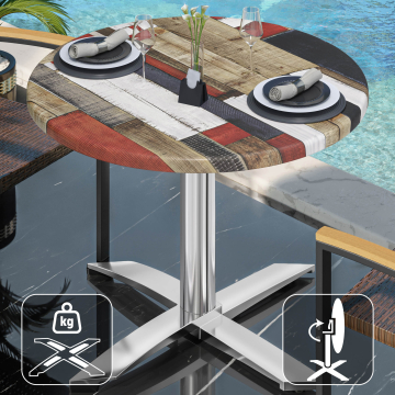 WTG | Bistro Lounge Table | Ø: H: 60 x 73 cm | Vintage Coloured / Aluminium | Składany | Dodatkowa waga