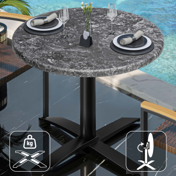 WTG | Bistro Lounge Table | Ø: H: 70 x 73 cm | Rock / Black | Składany | Dodatkowa waga