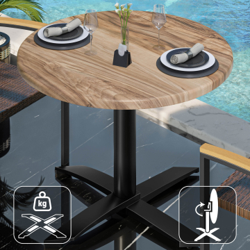 WTG | Bistro Lounge Table | Ø: H: 70 x 73 cm | Sheesham / Black | Składany | Dodatkowa waga