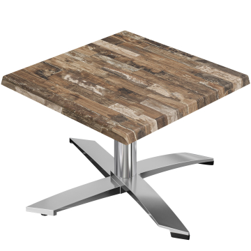 WTG | Table basse Werzalit | B: T: H:  60 x 60 x 37 cm | Vintage Old / Aluminium | Pliable | Poids supplémentaire