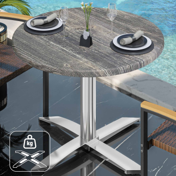 WTG | Werzalit Bistro Table | Ø:H 60 x 73 cm | Rustic Pine / Aluminium | Dodatkowa waga