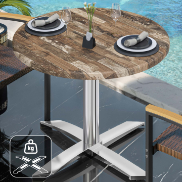 WTG | Werzalit Bistro Table | Ø:H 60 x 73 cm | Vintage Old / Aluminium | Dodatkowa waga