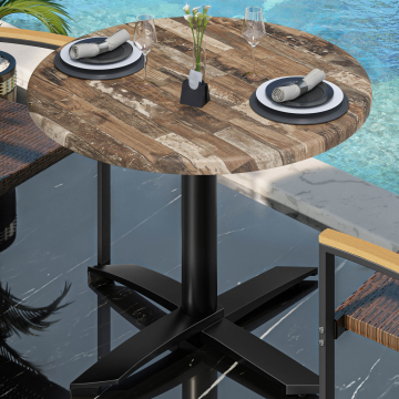 WTG | Werzalit Bistro Table | Ø:H 70 x 73 cm | Vintage Old / Black