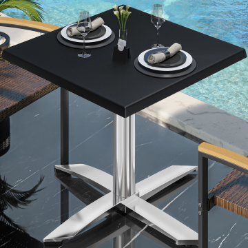 WTG | Werzalit Bistro Table | W: D: H: 60 x 60 x 73 cm | Czarny / Aluminium