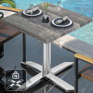 WTG | Werzalit Bistro Table | W: D: H: 60 x 60 x 73 cm | Rustic Pine / Aluminium | Dodatkowa waga