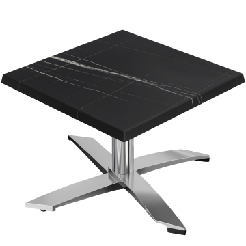 WTG | Werzalit Lounge Table | B: T: H:  60 x 60 x 37 cm | Black Marble
 / Aluminium | Foldable | Additional weight