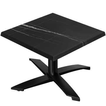WTG | Werzalit Lounge Table | B: T: H:  60 x 60 x 37 cm | Black Marble
 / Black | Foldable | Additional weight