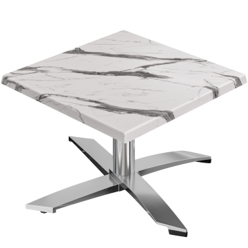 WTG | Werzalit Lounge Table | B: T: H:  60 x 60 x 37 cm | White marble
 / Aluminium | Additional weight