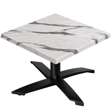 WTG | Werzalit Lounge Table | B: T: H:  60 x 60 x 37 cm | White marble
 / Black | Foldable | Additional weight
