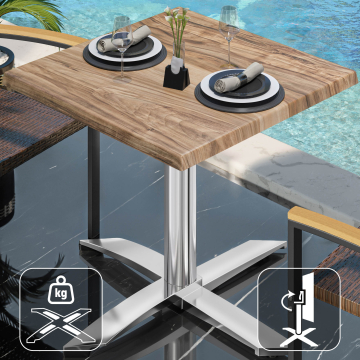 WTG | Werzalit Lounge Table | W: D: H: 60 x 60 x 73 cm | Sheesham / Aluminium | Składany | Dodatkowa waga