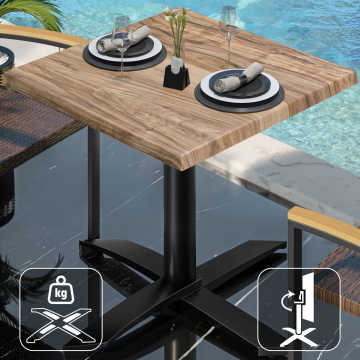 WTG | Werzalit Lounge Table | W: D: H: 60 x 60 x 73 cm | Sheesham / Black | Składany | Dodatkowa waga