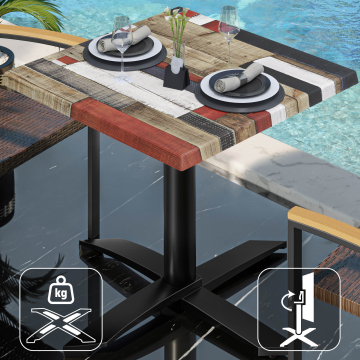 WTG | Werzalit Lounge Table | W: D: H: 60 x 60 x 73 cm | Vintage Coloured / Black | Foldable | Additional weight