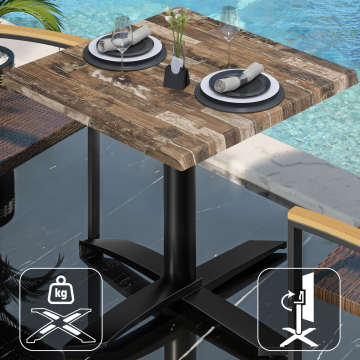 WTG | Werzalit Lounge Table | W: D: H: 60 x 60 x 73 cm | Vintage Old / Black | Składany | Dodatkowa waga