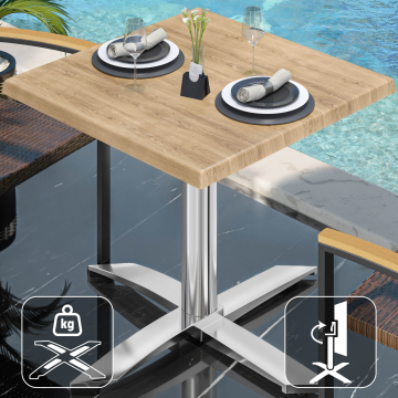 WTG | Werzalit Lounge Table | W: D: H: 70 x 70 x 73 cm | Dąb / Aluminium | Składany | Dodatkowa waga