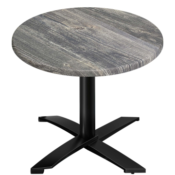 WTG | Bistro Außen Tisch | Ø:H 70 x 75,5 cm | Rustikal Kiefer / Schwarz | Rund | Zusatzgewicht