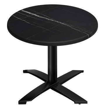 WTG | Bistro Außen Tisch | Ø:H 70 x 75,5 cm | Schwarz Marmor / Schwarz | Rund | Zusatzgewicht