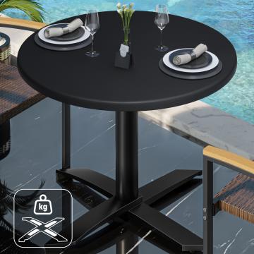 WTG | Bistro Außen Tisch | Ø:H 70 x 75,5 cm | Schwarz  / Schwarz | Rund | Zusatzgewicht