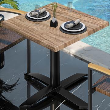 WTG | Bistro Außen Tisch | B: T: H:  70 x 70 x 75,5 cm | Sheesham / Schwarz | Quadratisch