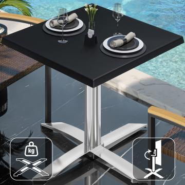WTG | 31257 | W: D: H: 70 x 70 x 75.5 cm | Black / Aluminium | Square | Foldable + additional weight