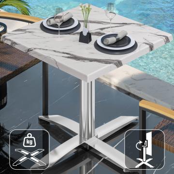 WTG | 31257 | B: D: H: 70 x 70 x 75,5 cm | Hvit marmor/aluminium | Torget | Sammenleggbar + tilleggsvekt