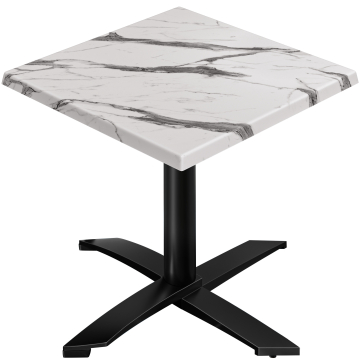 WTG | 31257 | B: D: H: 70 x 70 x 75,5 cm | Hvit marmor/svart | Torget | Sammenleggbar + tilleggsvekt