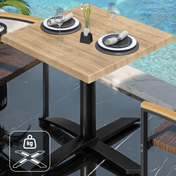 WTG | Bistro Außen Tisch | B: T: H:  70 x 70 x 75,5 cm | Eiche / Schwarz | Quadratisch | Zusatzgewicht