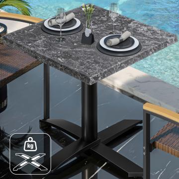 WTG | Bistro Außen Tisch | B: T: H:  70 x 70 x 75,5 cm | Felsen / Schwarz | Quadratisch | Zusatzgewicht