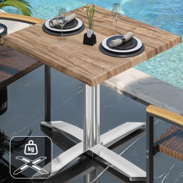 WTG | Bistro Außen Tisch | B: T: H:  60 x 60 x 75,5 cm | Sheesham / Aluminium | Quadratisch | Zusatzgewicht
