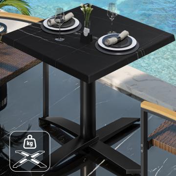 WTG | Bistro Außen Tisch | B: T: H:  70 x 70 x 75,5 cm | Schwarz Marmor / Schwarz | Quadratisch | Zusatzgewicht