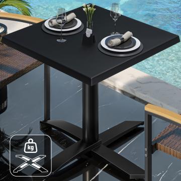 WTG | Bistro Außen Tisch | B: T: H:  70 x 70 x 75,5 cm | Schwarz  / Schwarz | Quadratisch | Zusatzgewicht
