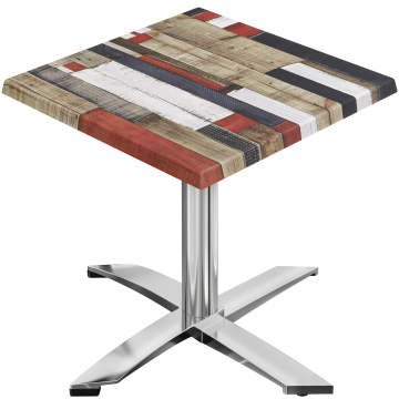 WTG | Bistro Außen Tisch | B: T: H:  60 x 60 x 75,5 cm | Vintage Bunt / Aluminium | Quadratisch | Zusatzgewicht
