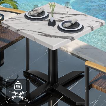 WTG | Bistro Außen Tisch | B: T: H:  70 x 70 x 75,5 cm | Weiß Marmor / Schwarz | Quadratisch | Zusatzgewicht