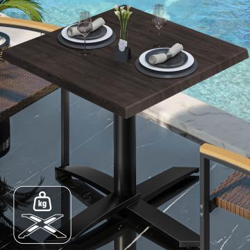 WTG | Bistro Außen Tisch | B:T:H 70 x 70 x 75,5 cm | Wenge / Schwarz | Quadratisch | Zusatzgewicht