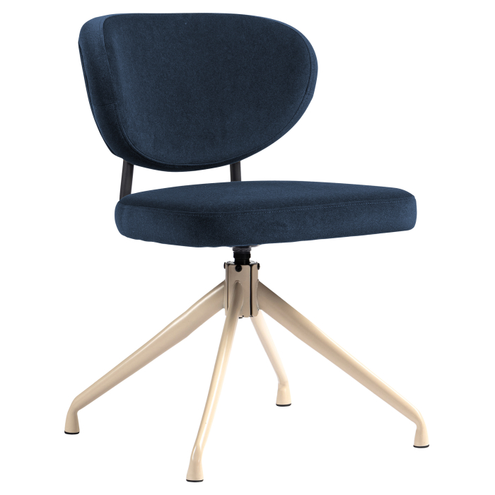 Yara | Hotelstoel | Blauw | Fluweel | Draaivoet | Wit frame