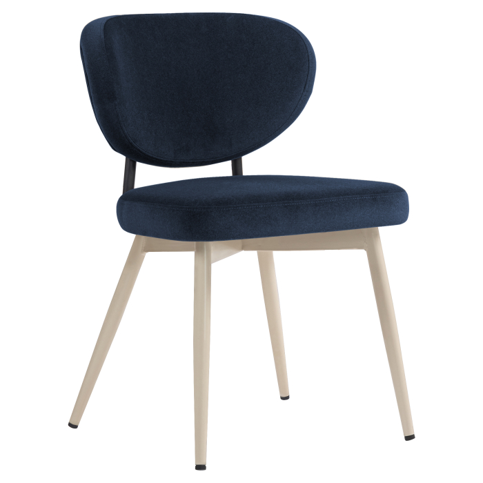 Yara | Hotelstoel | Blauw | Fluweel | Wit frame