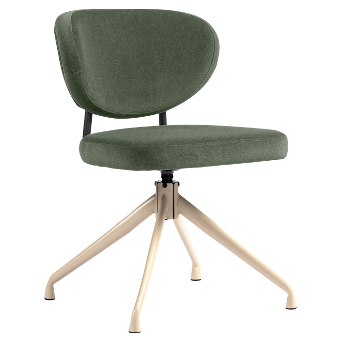 Yara | Hotel Chair | Green | Velvet | Swivel Base | White Frame