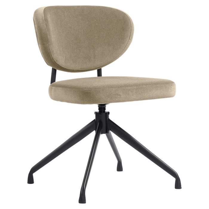 Yara | Hotelstol | Taupe | Fløjl | Drejebase