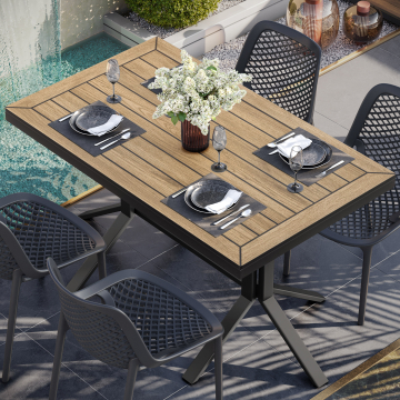YACHT STEEL | Gastro CDF Außen Tischplatte | 120 x 70 x 4,2 cm | Eiche | Rechteckig