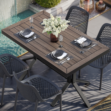 YACHT STEEL | Gastro CDF Außen Tischplatte | 120 x 70 x 4,2 cm | Light Wenge | Rechteckig